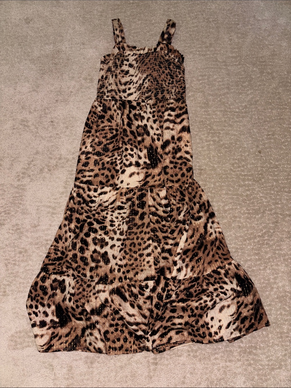 Express Leopard Print Maxi Dress in Brown and Black
